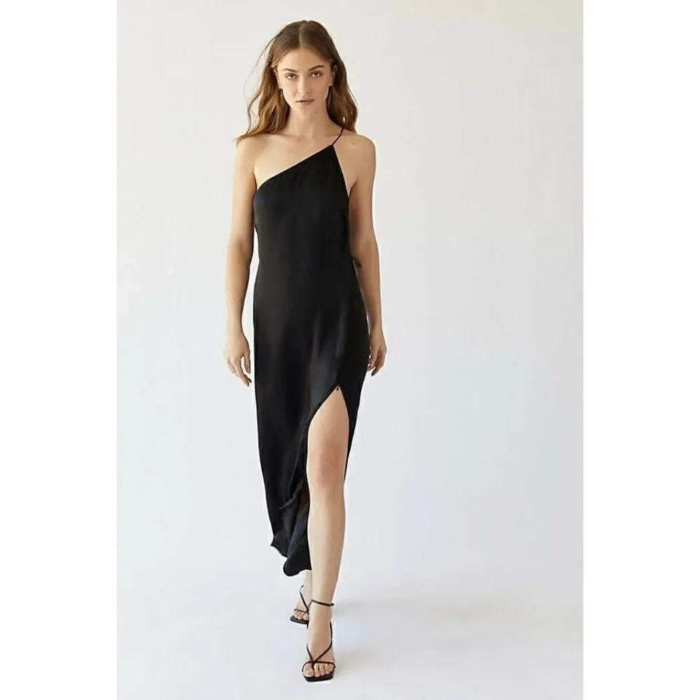NWT FREE PEOPLE X NICHOLAS K Sz S KYLE DRESS SATIN ONE SHOULDER MAXI DRESS